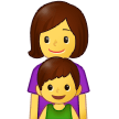 How emoji family: woman, boy displayed on Samsung