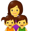 How emoji family: woman, girl, boy displayed on Samsung