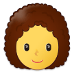 How emoji woman: curly hair displayed on Samsung