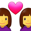 How emoji couple with heart: woman, woman displayed on Samsung