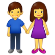 How emoji woman and man holding hands displayed on Samsung