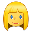 How emoji woman: blond hair displayed on Samsung