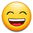 How emoji grinning face with smiling eyes displayed on Samsung