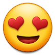 How emoji smiling face with heart-eyes displayed on Samsung