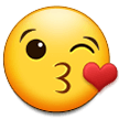 How emoji face blowing a kiss displayed on Samsung