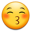 How emoji kissing face with closed eyes displayed on Samsung