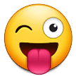 How emoji winking face with tongue displayed on Samsung