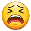 How emoji tired face displayed on Samsung