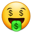 How emoji money-mouth face displayed on Samsung