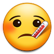 How emoji face with thermometer displayed on Samsung