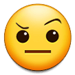 How emoji face with raised eyebrow displayed on Samsung