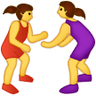 How emoji women wrestling displayed on Samsung