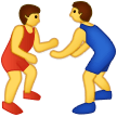 How emoji men wrestling displayed on Samsung