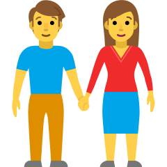 How emoji woman and man holding hands displayed on Skype