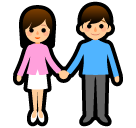 How emoji woman and man holding hands displayed on Softbank