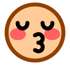 How emoji kissing face with closed eyes displayed on Softbank