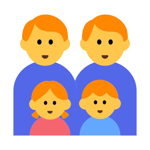 How emoji family: man, man, girl, boy displayed on Toss Face