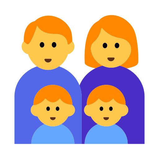 How emoji family: man, woman, boy, boy displayed on Toss Face