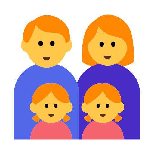 How emoji family: man, woman, girl, girl displayed on Toss Face