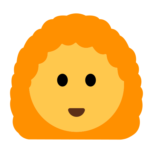 How emoji woman: curly hair displayed on Toss Face