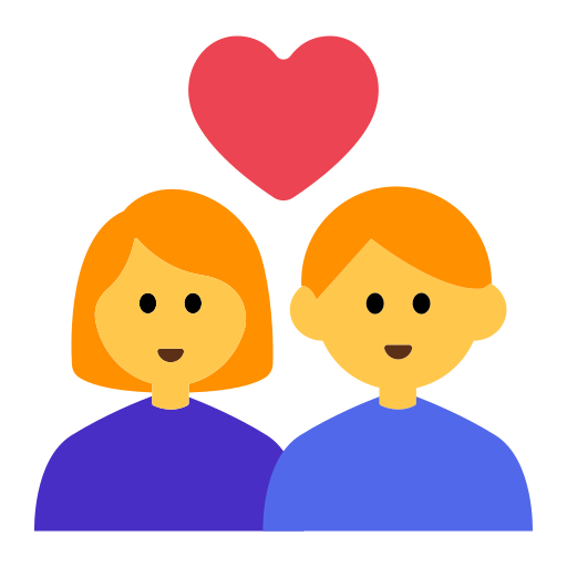 How emoji couple with heart: woman, man displayed on Toss Face