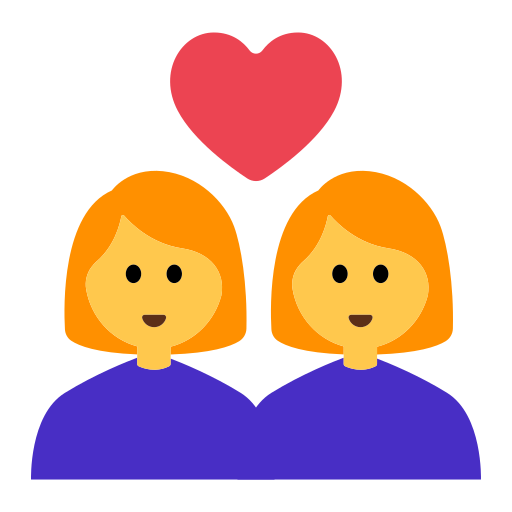 How emoji couple with heart: woman, woman displayed on Toss Face