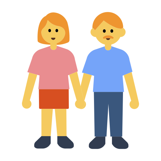 How emoji woman and man holding hands displayed on Toss Face