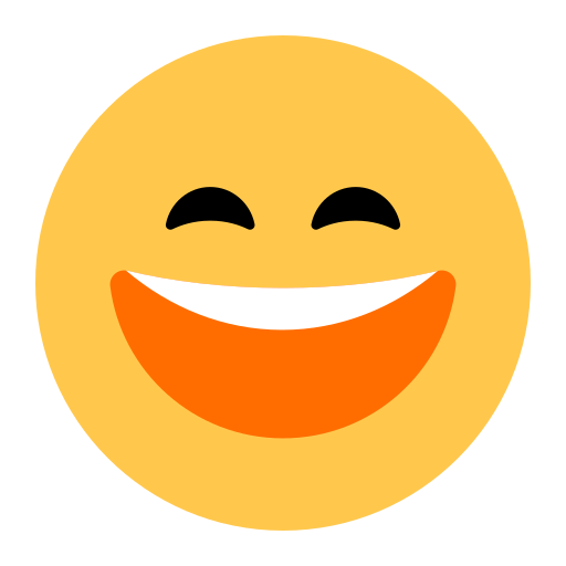 How emoji grinning face with smiling eyes displayed on Toss Face