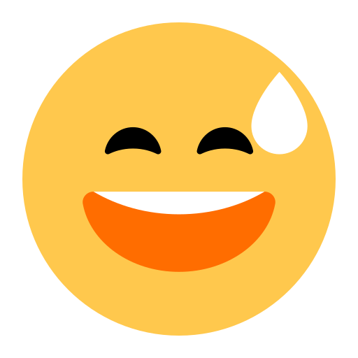 How emoji grinning face with sweat displayed on Toss Face