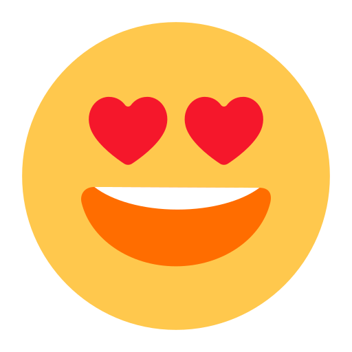 How emoji smiling face with heart-eyes displayed on Toss Face