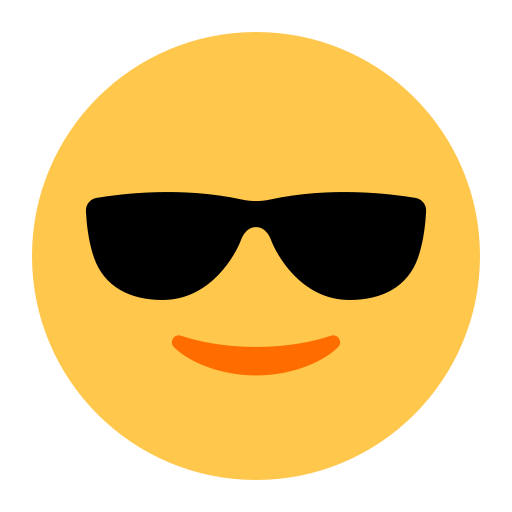 How emoji smiling face with sunglasses displayed on Toss Face