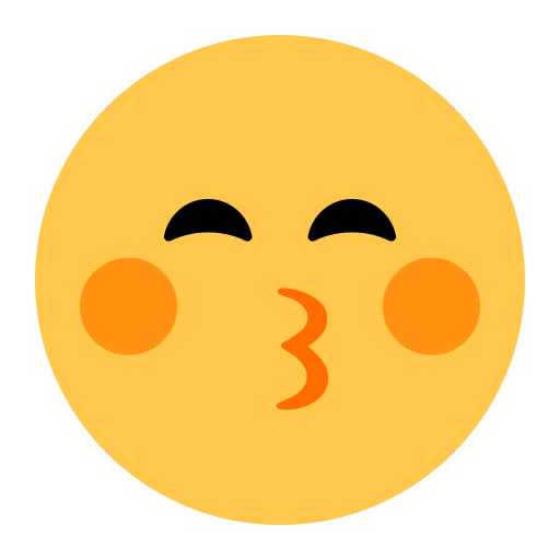 How emoji kissing face with closed eyes displayed on Toss Face