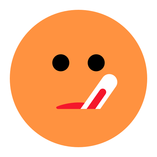 How emoji face with thermometer displayed on Toss Face