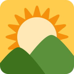 How emoji sunrise over mountains displayed on Twitter