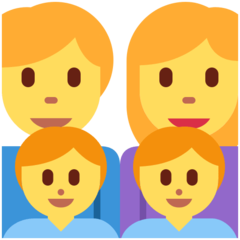 How emoji family: man, woman, boy, boy displayed on Twitter