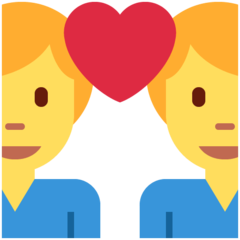 How emoji couple with heart: man, man displayed on Twitter