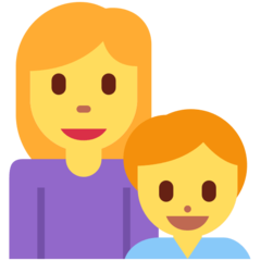 How emoji family: woman, boy displayed on Twitter