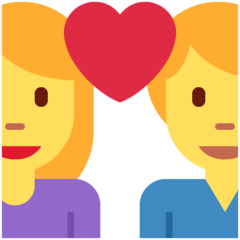 How emoji couple with heart: woman, man displayed on Twitter