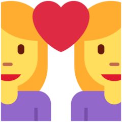 How emoji couple with heart: woman, woman displayed on Twitter