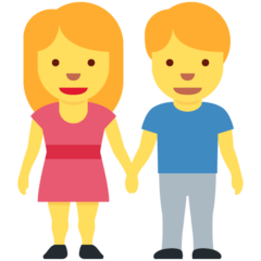 How emoji woman and man holding hands displayed on Twitter