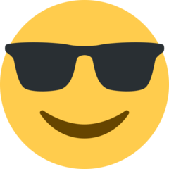 How emoji smiling face with sunglasses displayed on Twitter