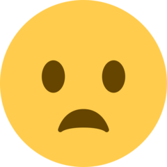 How emoji frowning face with open mouth displayed on Twitter