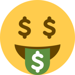 How emoji money-mouth face displayed on Twitter