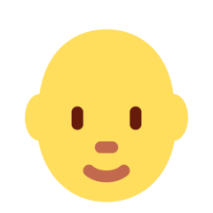 How emoji person: bald displayed on Twitter