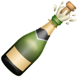 How emoji bottle with popping cork displayed on WhatsApp