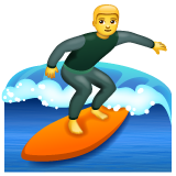 How emoji man surfing displayed on WhatsApp