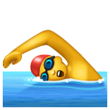 How emoji man swimming displayed on WhatsApp