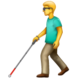 How emoji man with white cane displayed on WhatsApp