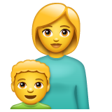 How emoji family: woman, boy displayed on WhatsApp