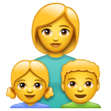 How emoji family: woman, girl, boy displayed on WhatsApp